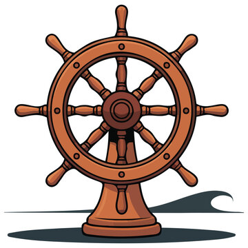 Boat steering wheel helm vector isolated white background