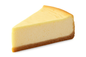 Creamy cheesecake slice isolated on transparent background, ready for advertising and other purposes