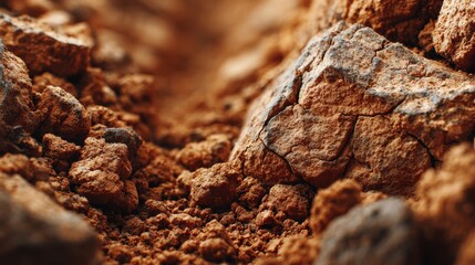 Compacted clay soil revealing rich, textured landscapes under natural lighting at the heart of nature's artistry during daylight hours
