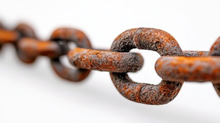 Fototapeta premium Rusty Chain Close Up White Background