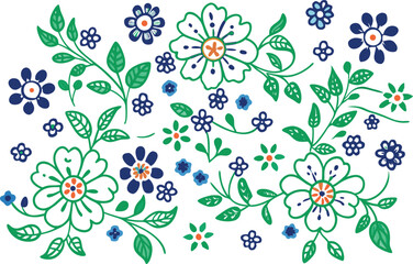 Obraz premium Seamless Floral Pattern with Vibrant Blossoms and Delicate Leaves for Elegant Textile and Wallpaper Designs 