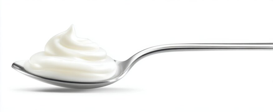 The exquisite spoonful of cream ready for delightful culinary creations.