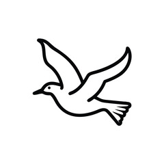 Hand drawn line art bird in flight graceful wings soaring