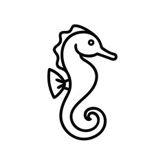 Fototapeta premium Hand drawn seahorse line art illustration ocean animal
