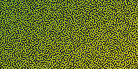 Abstract Reaction-diffusion Turing pattern natural texture green and yellow gradient color scheme. Linear design with biological algorithm psychedelic background. Reaction-diffusion or truing patter