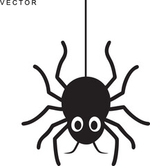 Spider Silhouette, Spider logo icon vector illustration on a white background