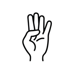 Hand drawn illustration three fingers hand gesture