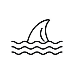 Hand drawn shark fin in ocean waves icon design