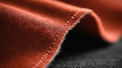 Close-up view revealing intricate edge seam of a stretch fabric, showcasing its texture and craftsmanship in detail