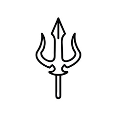 Hand drawn trident icon three prongs spear neptune poseidon greek mythology