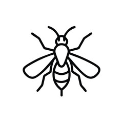 Hand drawn line art wasp insect icon design
