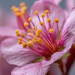Delicate intricacies of flower pistil and stamen reveal nature's artistry in vibrant color and form