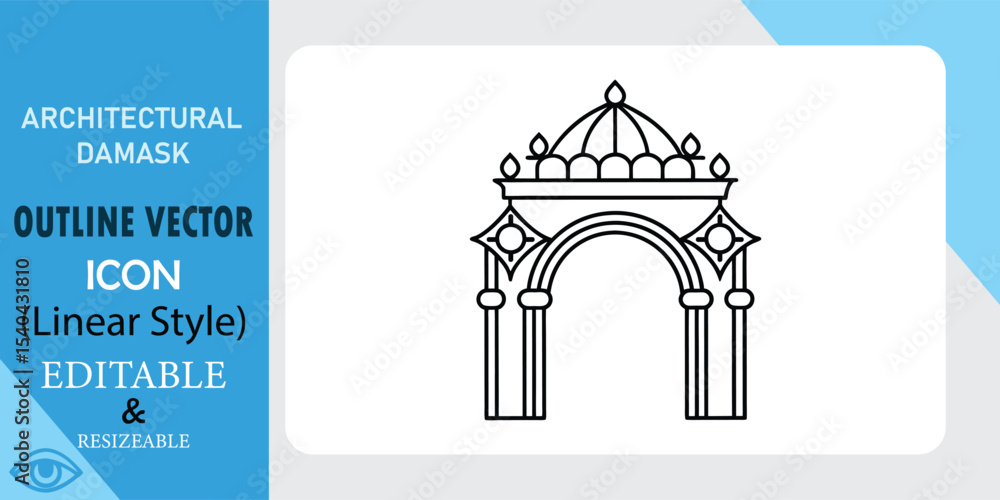 Poster architectural damask outline vector arch icon linear style editable resizable