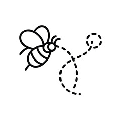 Hand drawn bee flying cartoon illustration design
