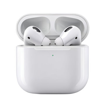 True wireless earbuds air pods isolated on transparent background