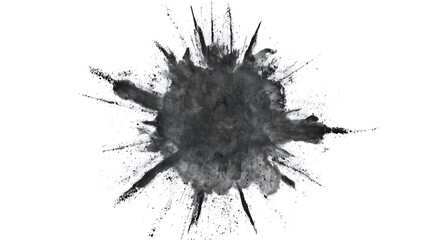 Dark ink explosion on white background