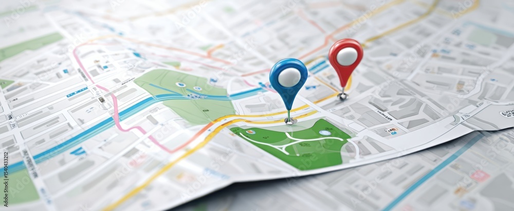 Poster the map with location markers highlighting important destinations for navigation and exploration.