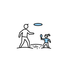 Father and Daughter enjoying a frisbee game on a bright, sunny day.
