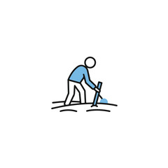 A person digging with a shovel.