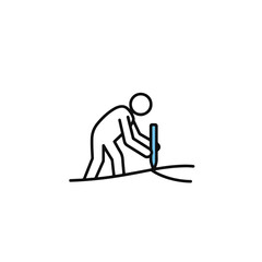 A stick figure drawing a line on the ground.