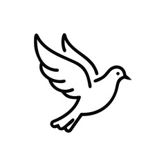Hand drawn line art dove flying peace symbol