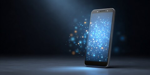 Mobile phone on black background