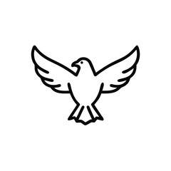 Obraz premium Hand drawn line art bird wings spread peace freedom