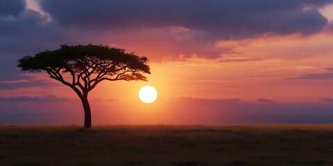 Silhouette of tree at sunset
