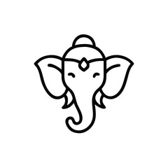 Adorable hand drawn ganesha icon hindu god elephant line art
