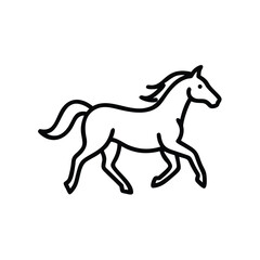 Hand drawn line art illustration of a running horse