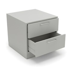 Two drawer metal filing cabinet isolated on white