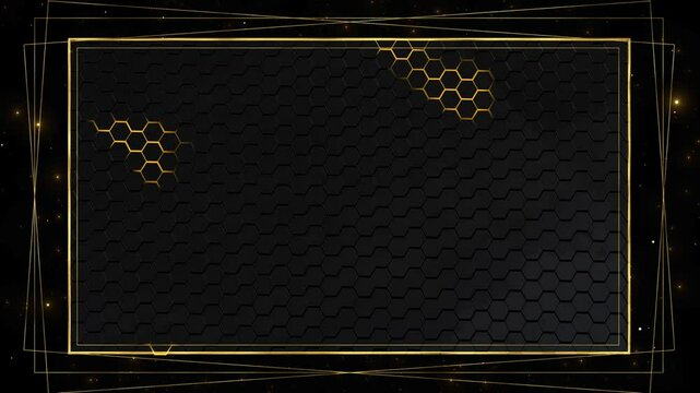 Abstract luxury golden Hexagon Shape geometric fill Gold background. metallic geometric lines pattern hexagon luxury gradient background. triangles isometric grid. metallic stripes. Geometric sci-fi