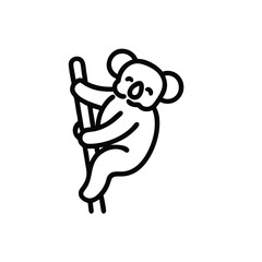 Adorable hand drawn koala climbing tree cute cartoon illustration