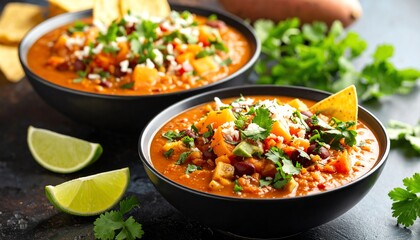 Delicious and flavorful chicken torta soup served in two bowls perfect for a cozy meal with loved ones