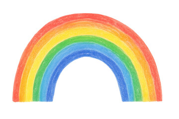 Colorful hand-drawn rainbow arcing against transparent backdrop, radiating positivity with bright hues and playful graphic design potential