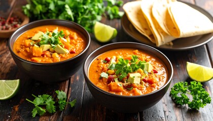 Flavorful chicken torta soup beautifully displayed in two bowls ideal for sharing with family and friends