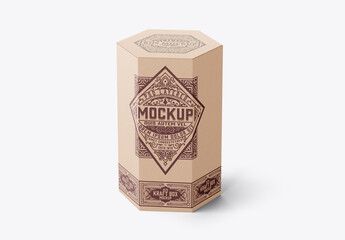 Hexagonal Kraft Box Mockup