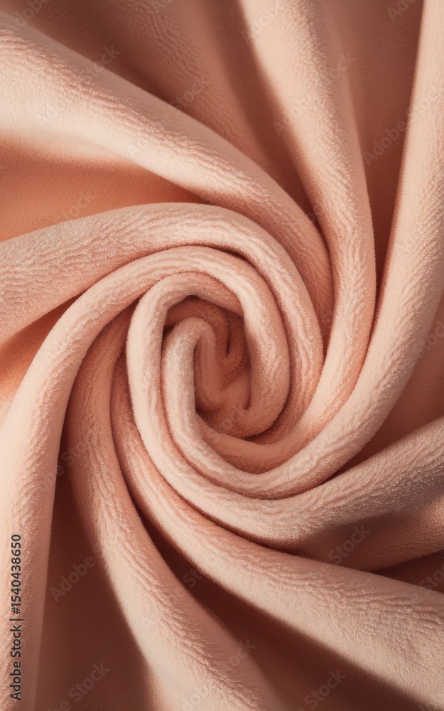 Aufkleber delicate textured fabric spiral in a subtle peach hue, creating a soft abstract