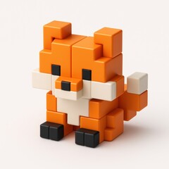 Pixelated fox toy illustration.