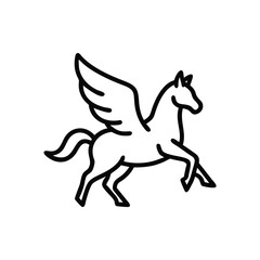 Hand drawn winged horse pegasus mythical creature line art