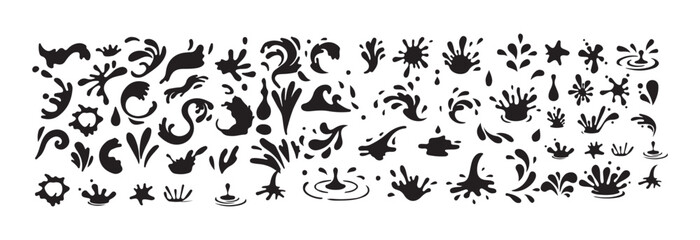 Ink and Liquid Splash Vector Set. Black Paint, Drip, and Splatter Icons Collection. Victor illustration eps 10