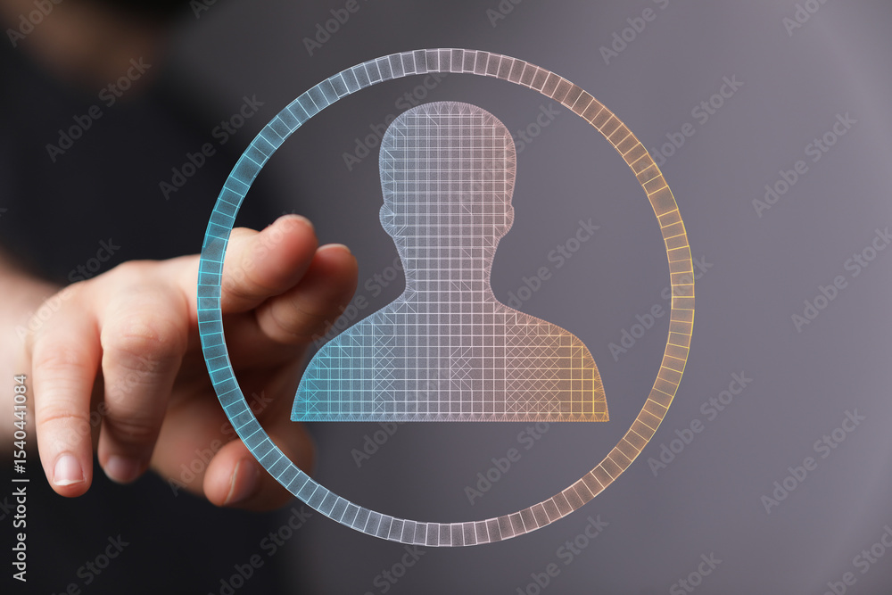 Aufkleber Hand interacting with a digital profile, representing secure online identity and access management.