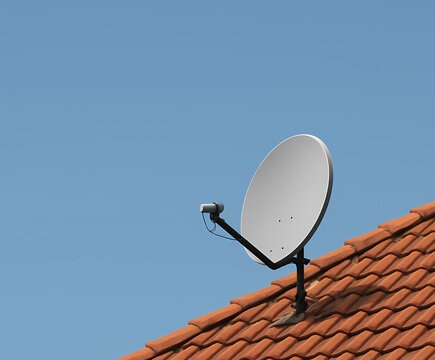 satellite dish on roof. Space to text
