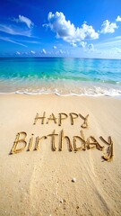 Happy Birthday Beach Message.