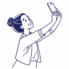 Happy young woman taking selfie with smartphone