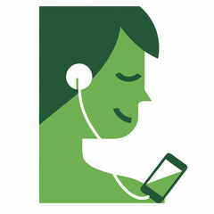 Person listening to music on smartphone peaceful serene