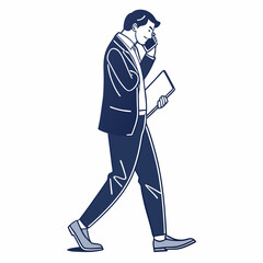 Businessman walking talking phone holding documents