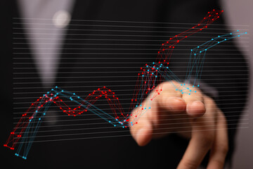 Stock market graph showing growth and decline. Ideal for finance, investment, and business concepts.