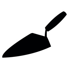Hand trowel silhouette vector, hand trowel for gardening and landscaping flat vector illustration isolated on white background.