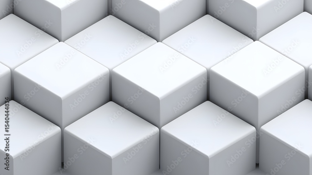 Poster a seamless, three-dimensional pattern composed of uniform white cubes arranged in a clean, geometric
